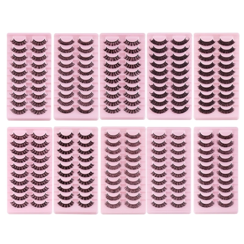 

10 Pairs Russian Strip Eyelashes Curly Natural False Eyelashes False