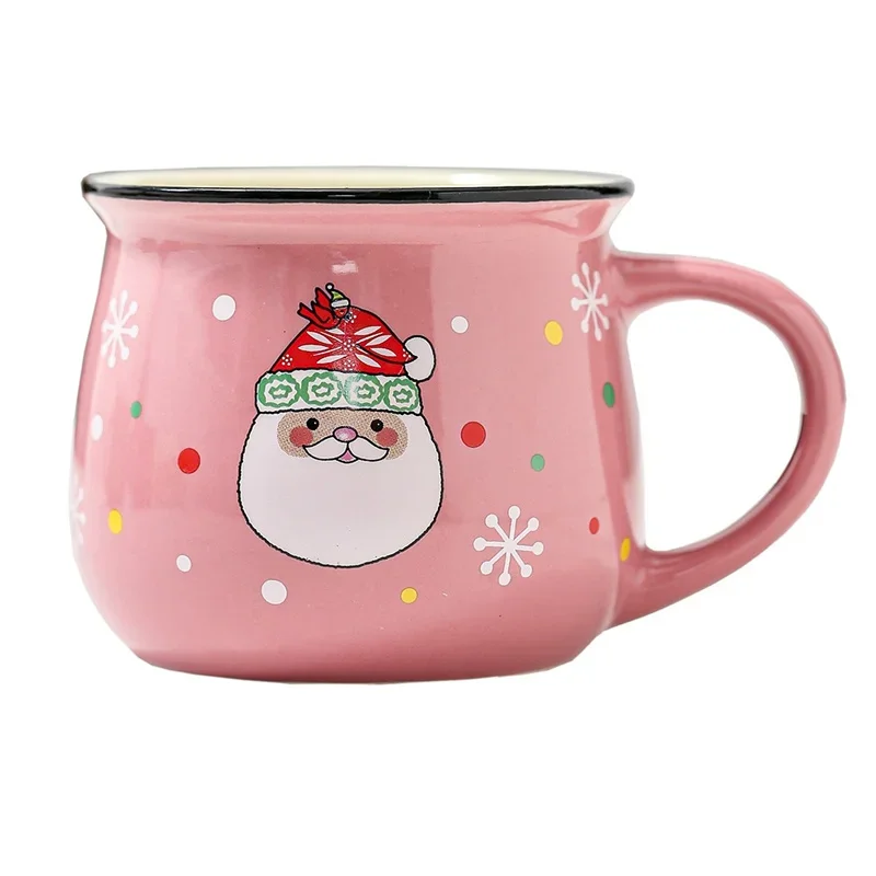 Ceramic Christmas Mug with Santa Elk Design for Hot Coffee and Tea