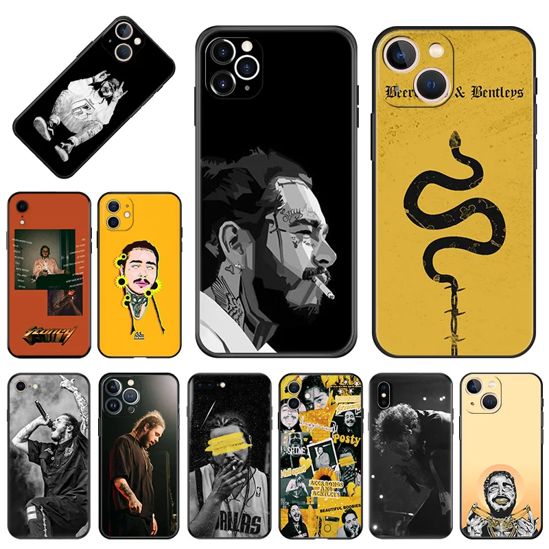 Мягкие чехлы для телефонов iPhone 15Pro 14 13 Pro Max 12 11 Mini 7 8 15 Plus SE XS X XR, роскошный черный матовый чехол Malone Beerbongs