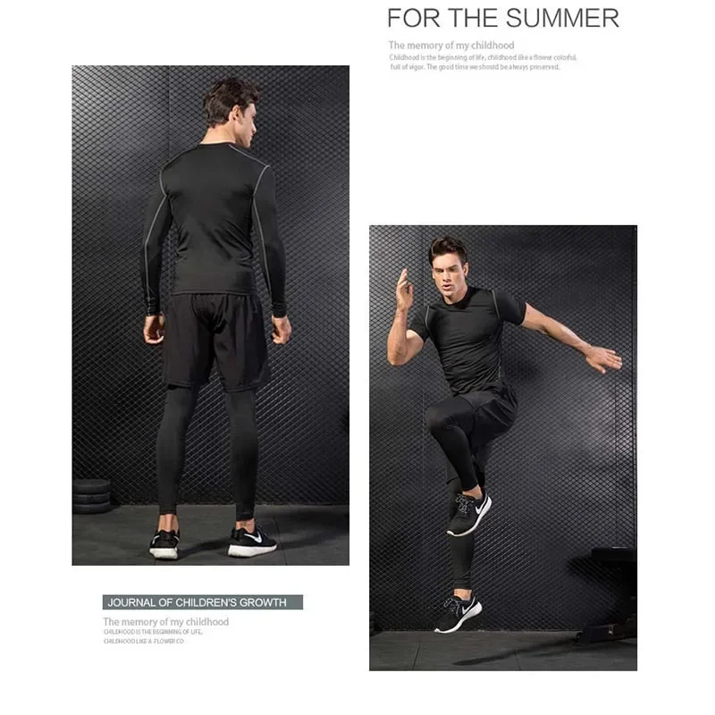 Men's tight fitting breathable two-piece fitness running casual stretch cycling sports pants comfortable quick drying fishing pa