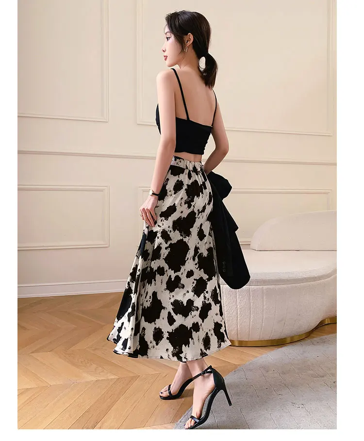 Summer Korean Satin Woman Skirts Leopard Silk Office Lady Pencil Skirt Black Midi Skirts for Women Vintage Mujer Faldas mini skirt