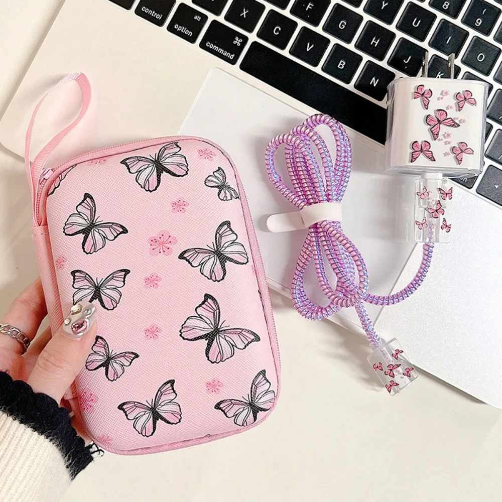 Cute Ins Cable Protector For iPhone iPad 18W/20W Charger Protective Case With Storage Bag Cable Management Wire Cord Organizer