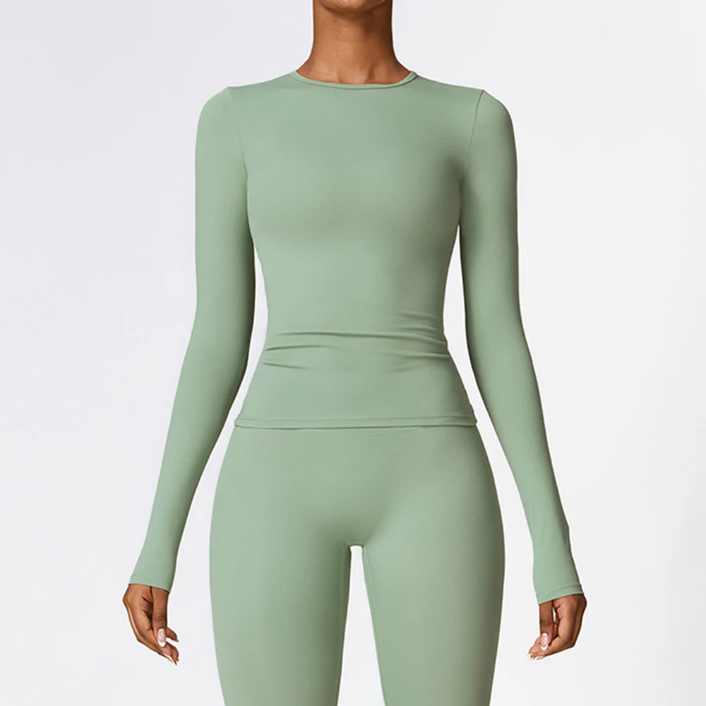 Sports top Women's Yoga Shirt long Sleeved Gym Push Ups Running Training Sportswear Quick Drying Breathable And High Elasticity