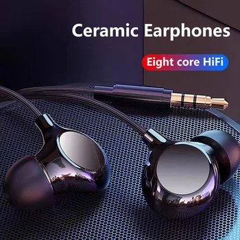 Cuffie cablate in ceramica Cuffie con controllo cablato con microfono Tipo C Cuffie musicali con cancellazione del rumore stereo HiFi da 3,5 mm