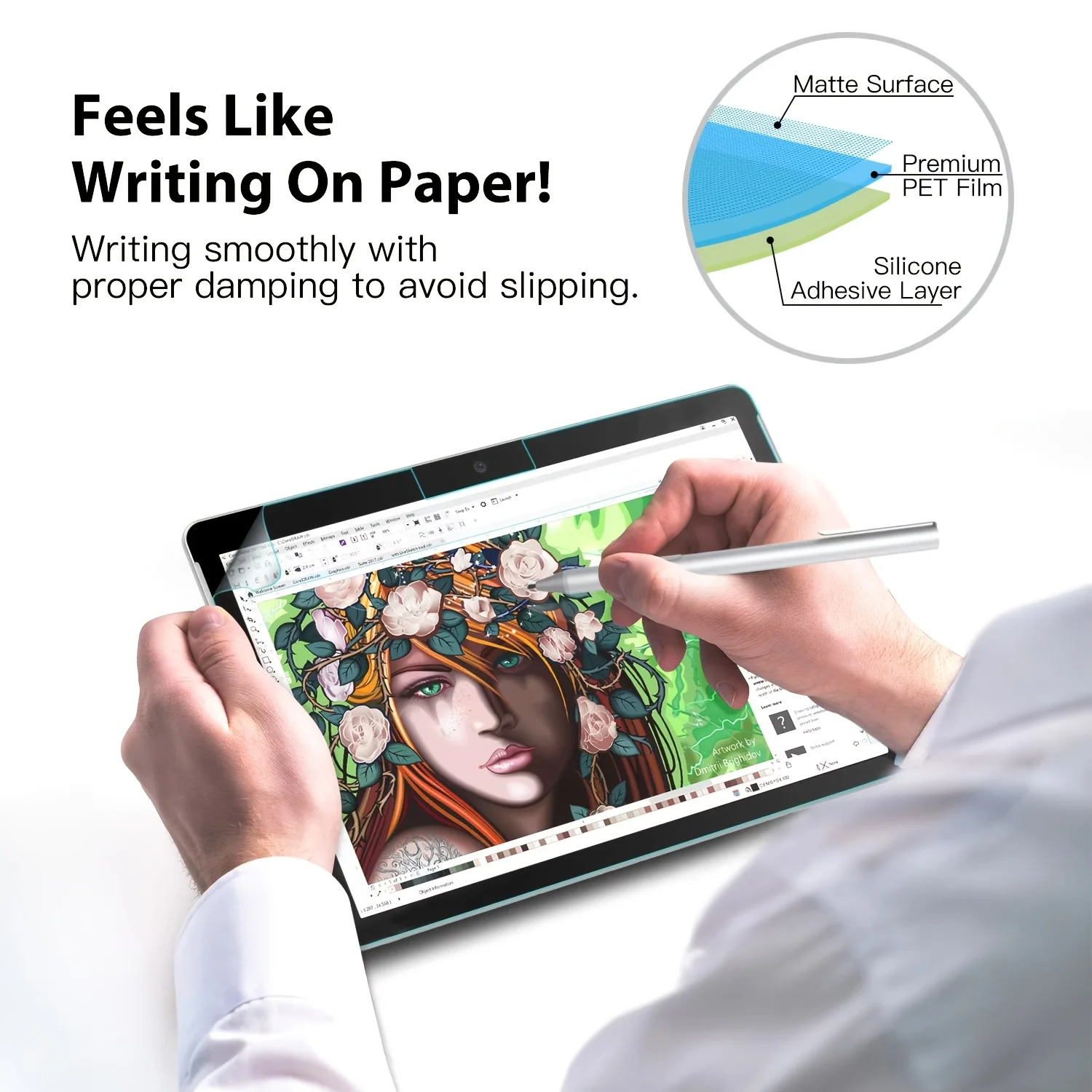 2 pellicole protettive in carta satinata adatte per tablet Microsoft Surface Pro 7/Pro 6/Pro 5/Pro 4 per scrivere e disegnare su carta - immagine 3