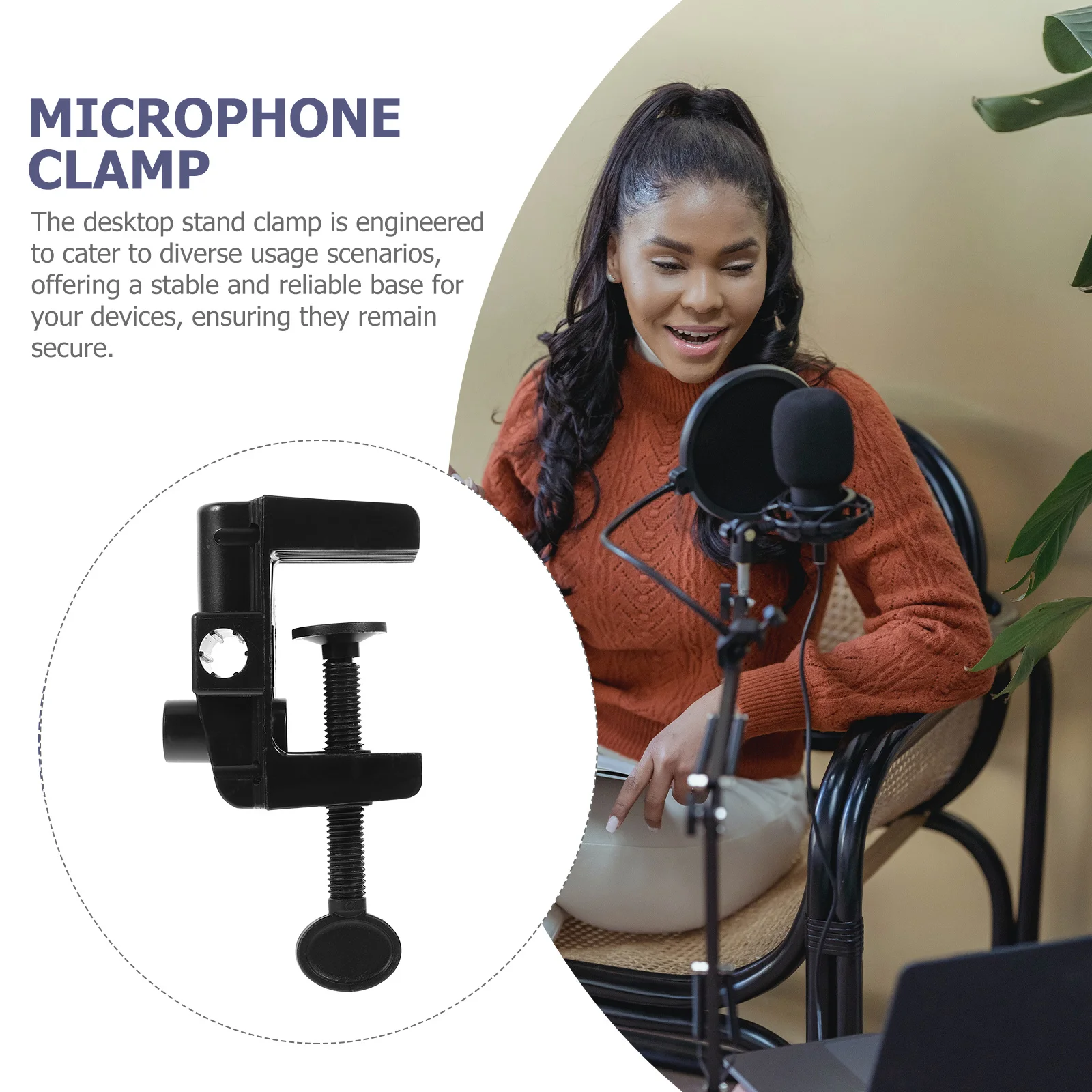 Phone Holder Clamp for Desktop Table Mount Microphone Stand C-Clamp for Swing Arm Lamp Tablet Holder Desk Clamp Accessories