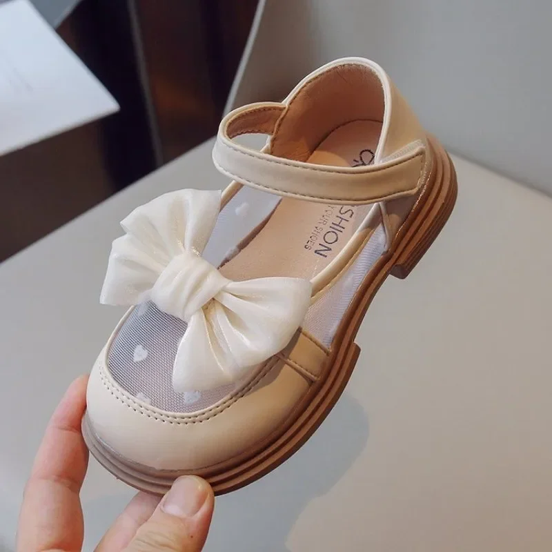 Girls Princess Shoes for Party Wedding Children Breatheable Lace Mesh with Bow-knot Performance girls shoes