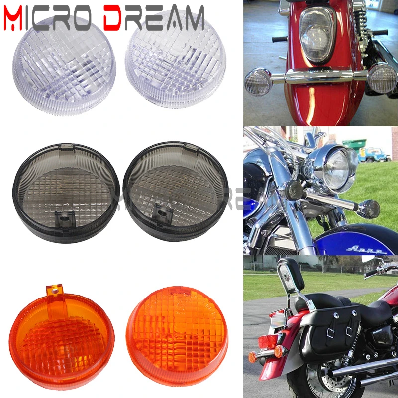 

2X/4X Motorcycle Front Rear Turn Signal Lens Indicators Light Covers Plastic For Honda VTX Aero 1300 Kawasaki Vulcan 1600 VN1600