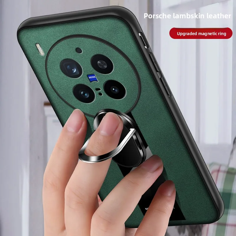 Elegant Leather Ring Stand Anti-Fall Shockproof Bumper Case Cover