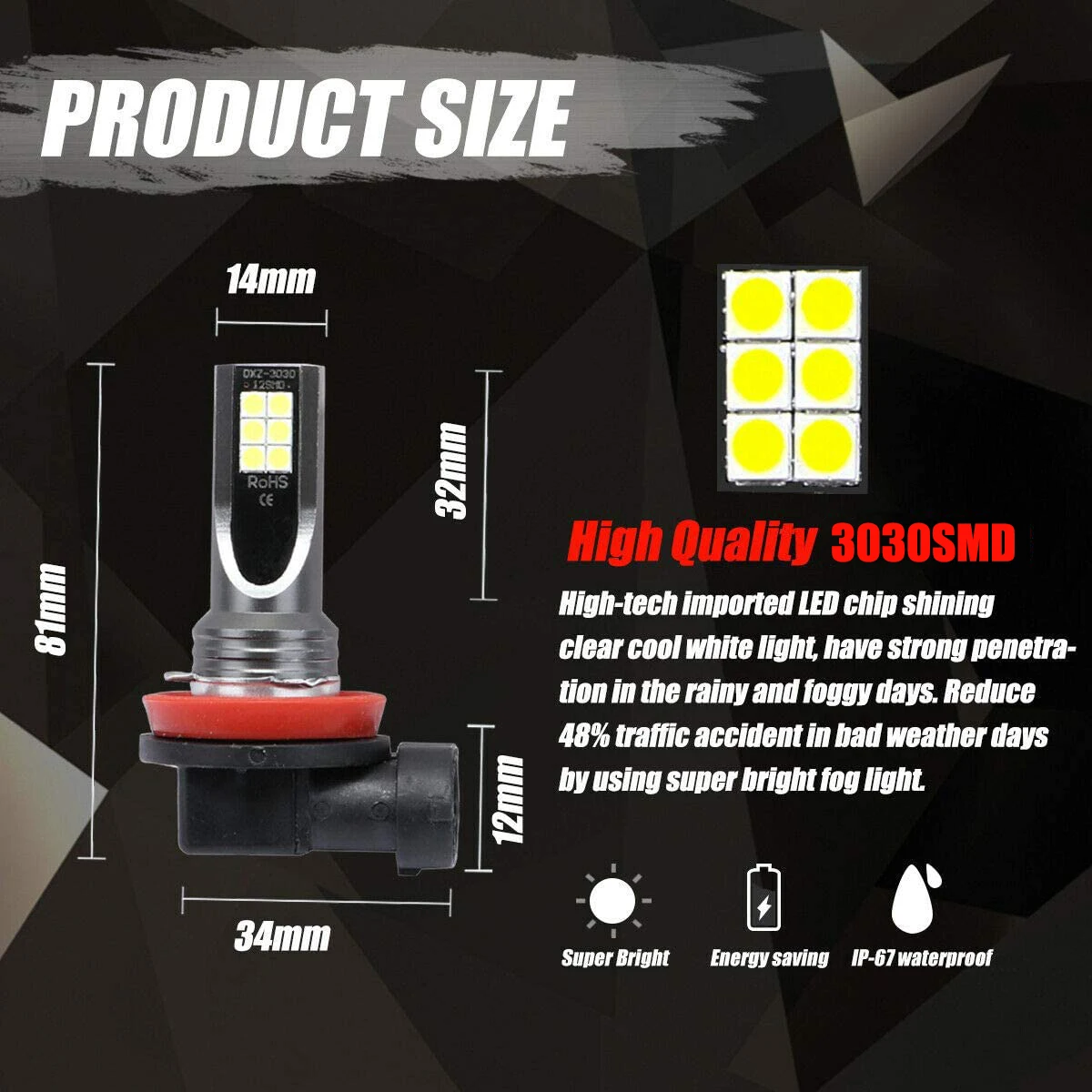 Led Lights Led Bulbs Led Headlights Led Car Lights Led Car Headlights Car Headlamps NLpearl 2pcs H8 H11 LED Bulb 9005 HB3 9006 HB4 H1 H3 H7 Car CSP LED Fog Headlight Bulbs Day Driving Running Light 12V 6000K