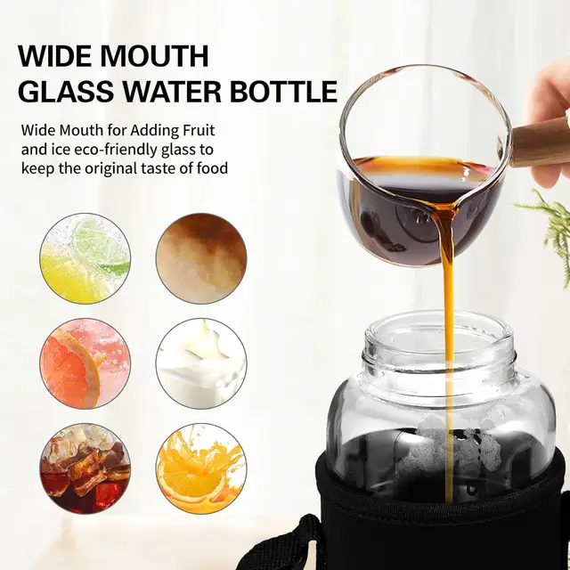 2L Glass Water Bottles Large Capacity Transparent Milk Juice Cup Portable Leakproof Kettle Outdoor Travel Jug Storage Container 6