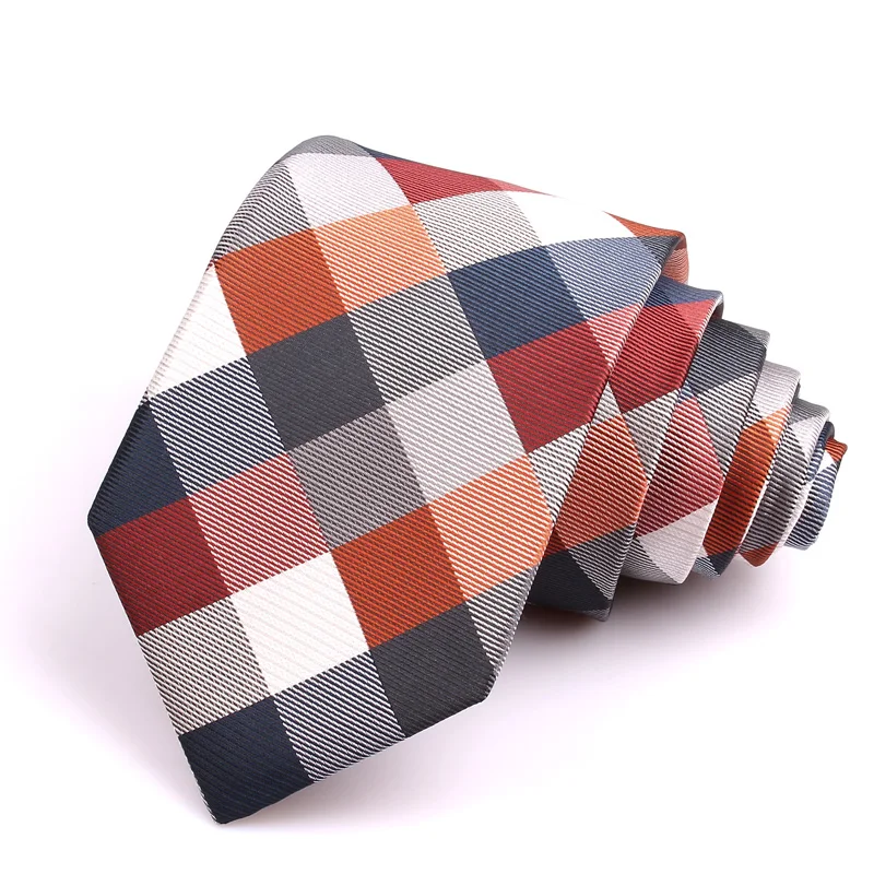 Jacquard Woven Neck Tie For Men Classic Check Ties Fashion Polyester Mens Necktie For Wedding Business Suit Plaid Tie