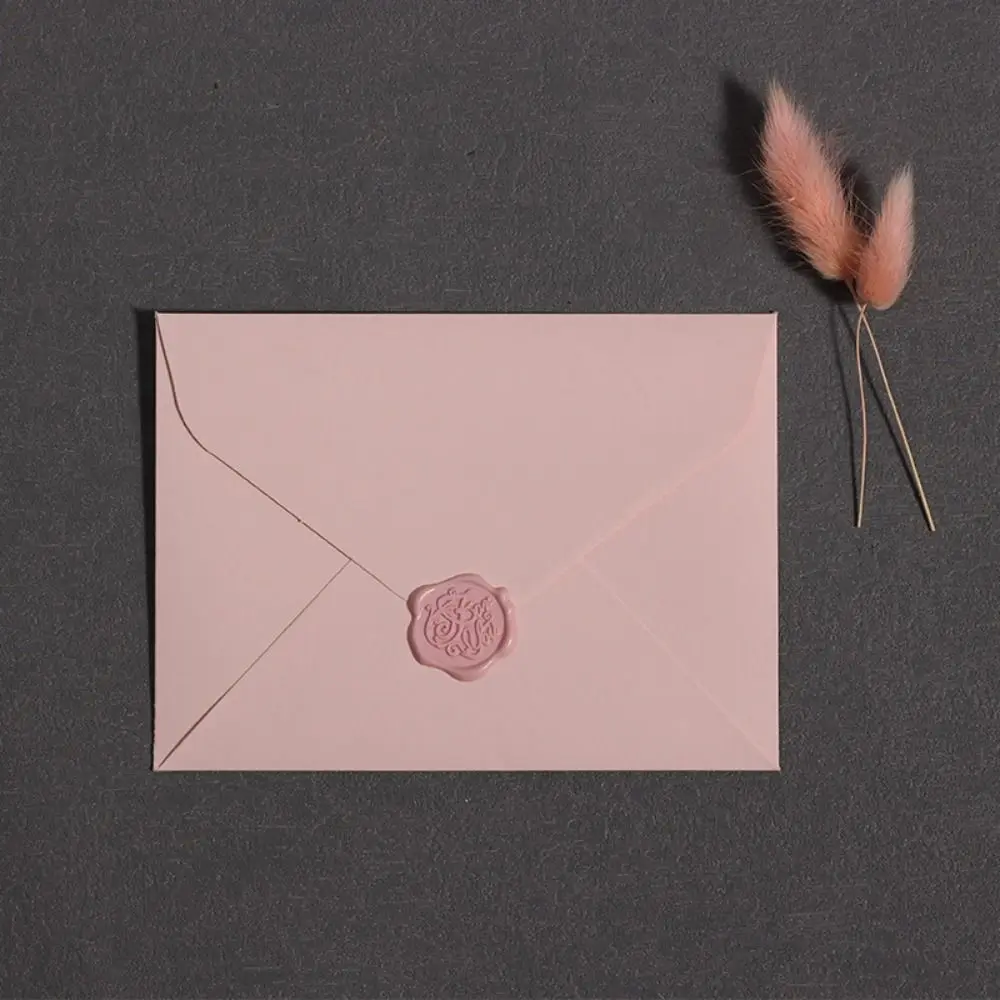 

Romantic Pink Envelope Set Wax Seals Paper Postcard Blessing Thank Envelope Birthday Card Decoration Gift Invitation Cards
