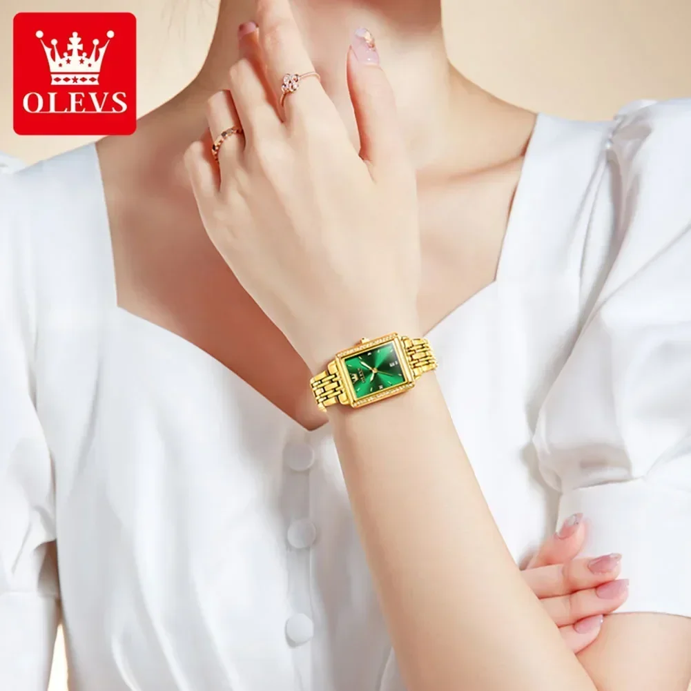 OLEVS Women's Watches Luxury Golden Stainless Steel Woman Watch Luminous Waterproof Quartz Wrist Watch Fashion Watches for Women 5