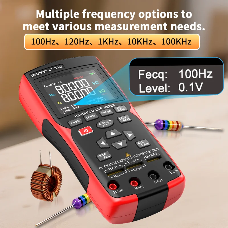ZOYI ZTDQ02 고정밀 LCR 브리지 미터 100Hz-100kHz ESR 테스터 커패시터 인덕터 저항 배터리 내부 저항 Mu