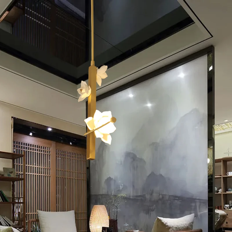 New Wall Lamp Chinese Indoor Led Ceiling Chandelier For Bedroom Living Room Corridor Lotus Pendant Light Furniture Decoration 3