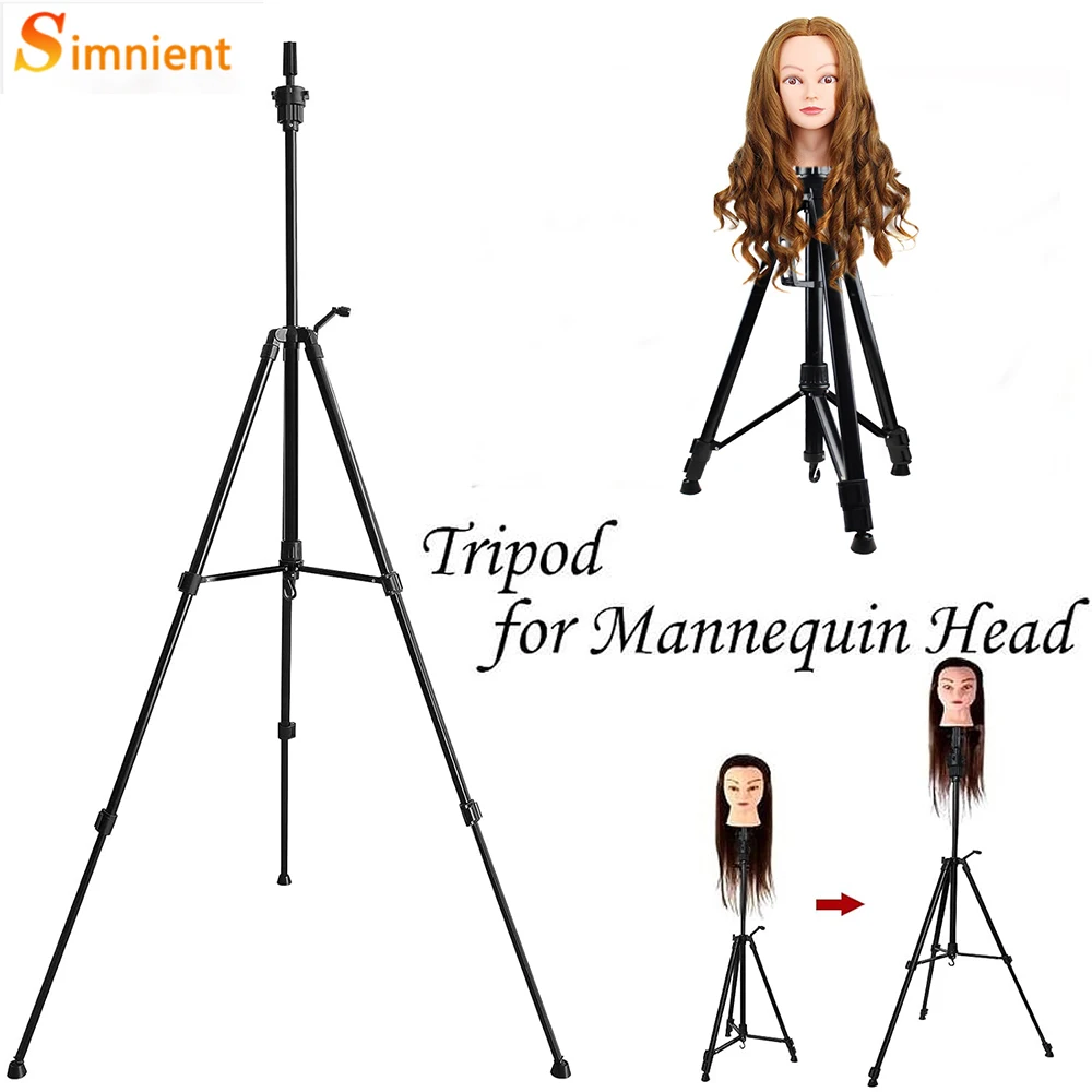 120cm 마네킹 헤드 홀더 삼각대 스탠드, 미용사 살롱 트레이닝 헤드용, 강력하고 조절 가능한 가발 스탠드 삼각대, 가발 제작용