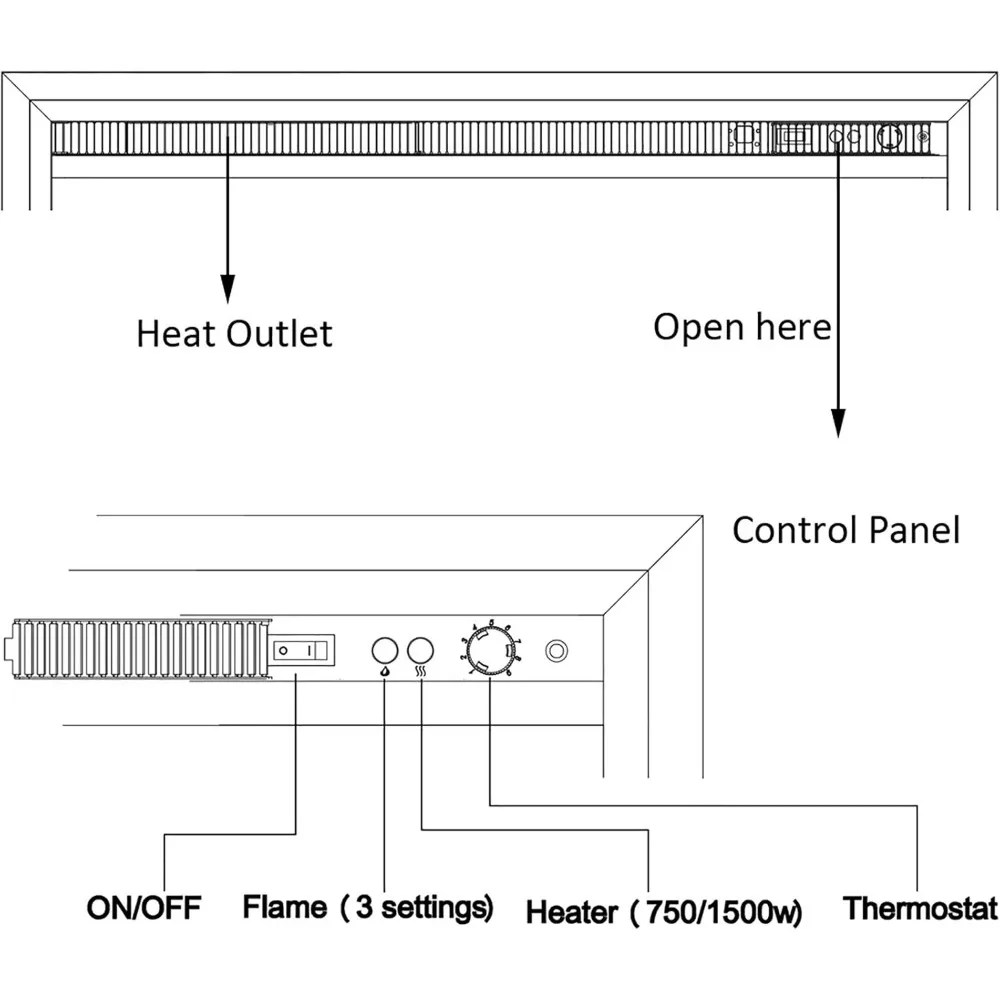 33 Inches, Edward Electric Fireplace Insert with Fire Crackling Sound, Weathered Concrete Interior, Remote Control, 750/1500W 5