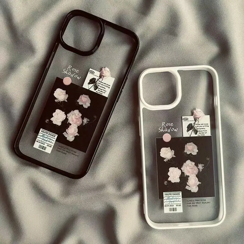 Stylish Artistic Rose Transparent Phone Case Cover