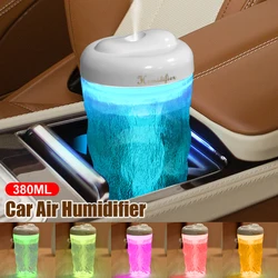 380ML Car Humidifier Air Purifier Low Noise Air Humidifier with Atmosphere Light USB Power Aroma Diffuser for Car Bedroom Office