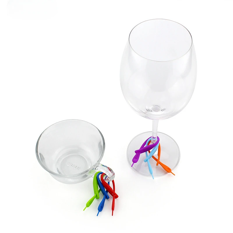 Wine Glass Recognizer Marker Label Wine Glasses Strip Tag Marker Stickers 12PCS Bar Mark Labels Set Barware Accessories