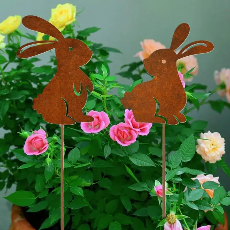 Easter Lawn Decorations Easter Cute Bunny Iron Ground Insert Home Outdoor Decoration Supplies Garden Plug Photo Props For