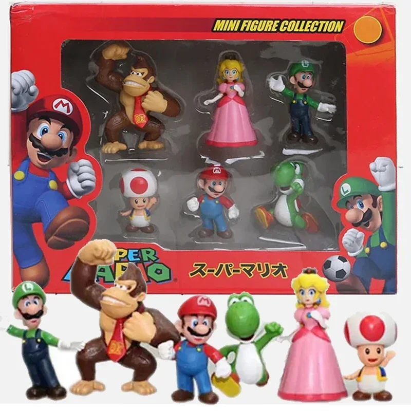 

NEW Super Mario Bros PVC Action Figure Toys Dolls Model Set Anime Game Luigi Yoshi Donkey Kong Mushroom for Kids Birthday Gifts