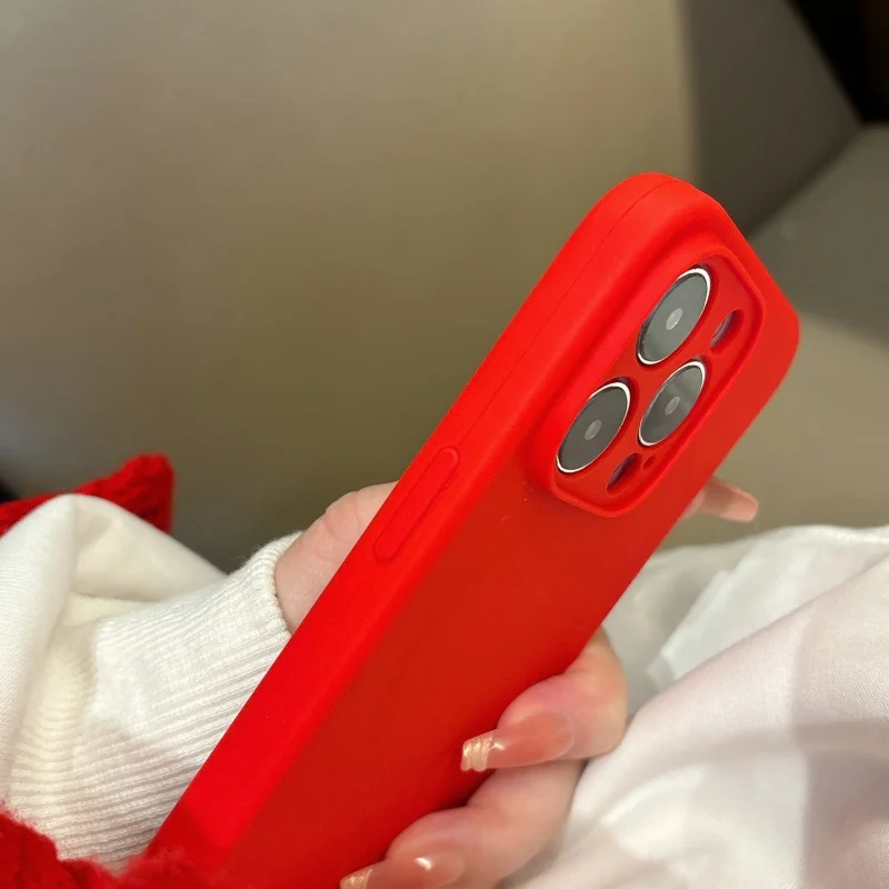 Premium Chinese Red Liquid Silicone Magnetic Case with MagSafe Compatibility, Wireless Charging, and Soft Touch Finish