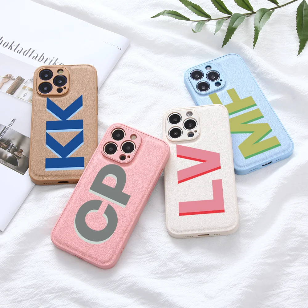 

Customized Name Alphabet Leather PU Case For iPhone 11 12 13 Pro Max X XS XR 7 8 Plus Personalised Luxury Cover for iPhone 13