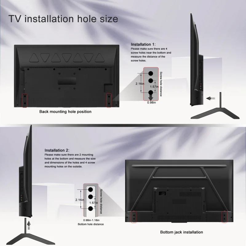 유니버설 TV 스탠드 베이스 데스크탑 TV 레그 테이블 탑 TCL LED 스크린 높이 조절 레그 텔레비전 브래킷 테이블 홀더 (삼성, LG 호환)