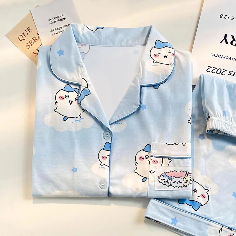 

Kawaii Chiikawas пижамный комплект мультфильм Hachiware аниме летний домашний костюм из двух предметов для девочек Подарки