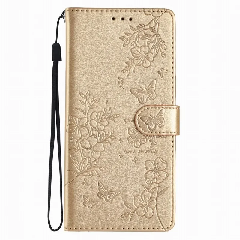 Charming Flower Butterfly Wallet Phone Case with Card Slots and Protective Cover