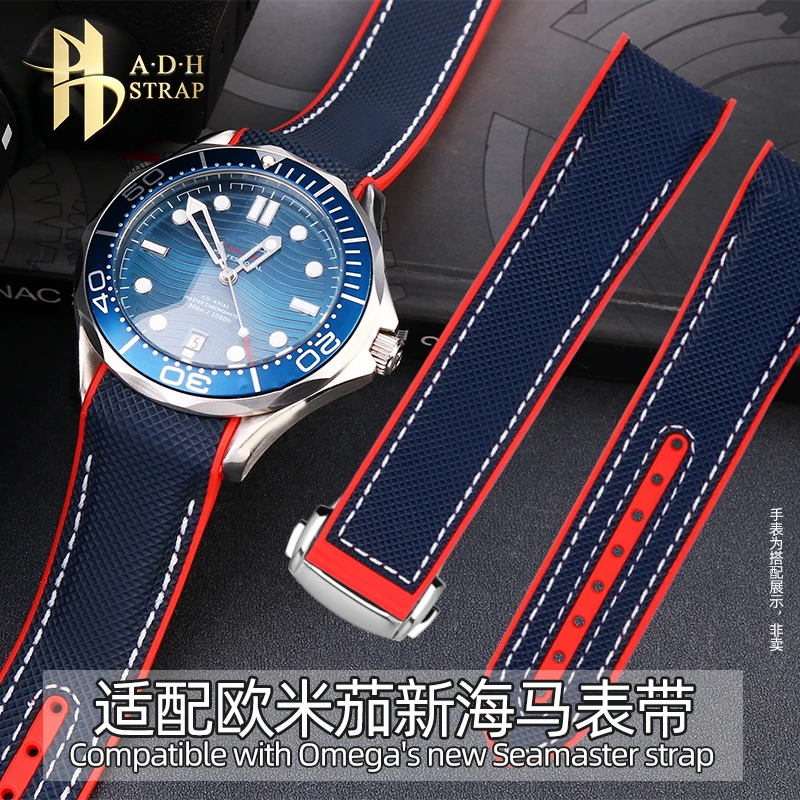 Cinturino Sportivo Impermeabile In Silicone Adatto Per Omega Quarter Orange Seamaster 300 600 Cinturino In Gomma Fibra Di Nylon 20 22Mm Uomo