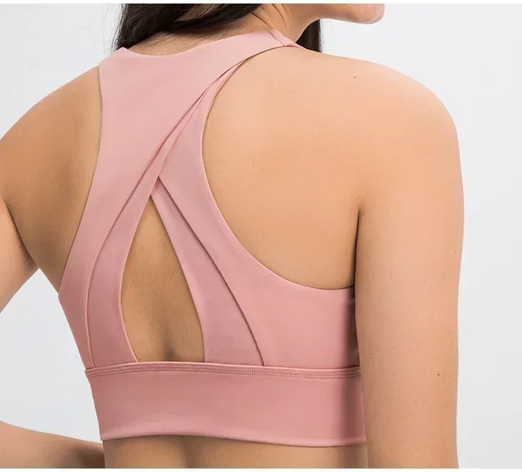 

Lulu Printed High Impact Racerback Fitness Sports Bra Full Coverage Brassiere Sport Women Yoga Bras Padded Gym Workout Crop Top