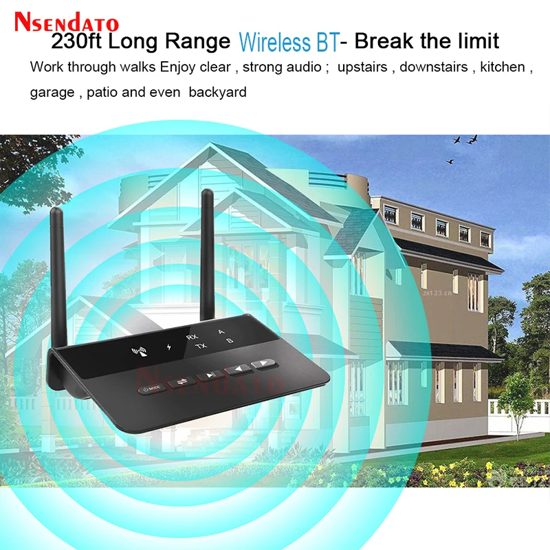 80M Wireless Music Audio Transmitter Receiver Aptx LL Low Latency BTV5.0 Wireless Audio Adapter 3.5mm RCA for PC TV Headphones