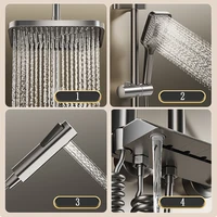 Piano Keys Shower System Set Bathroom Shower Set Gray Black Bathtub Hot and Cold Shower Faucet LED Digital Copper Tap Shower Set 2