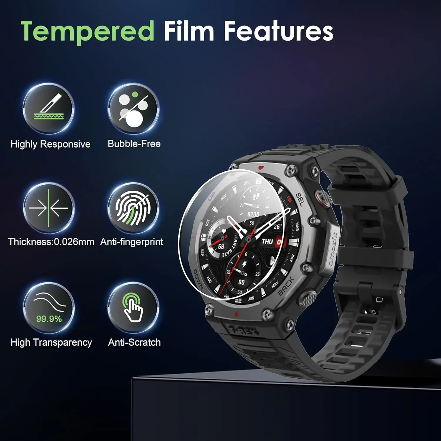 Premium Full Coverage Tempered Glass Screen Protector for Smartwatches – Ultimate Protection Film