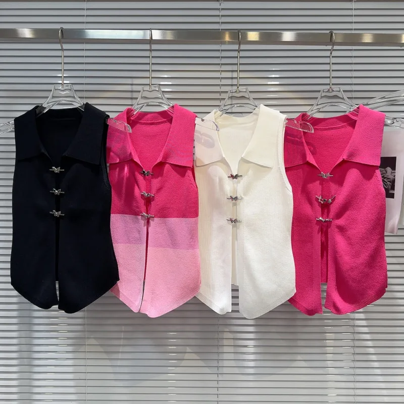 

BORVEMAYS, летняя новая модель, Женский Повседневный облегающий жилет без рукавов с отворотом и металлической пряжкой, модель WZ8979