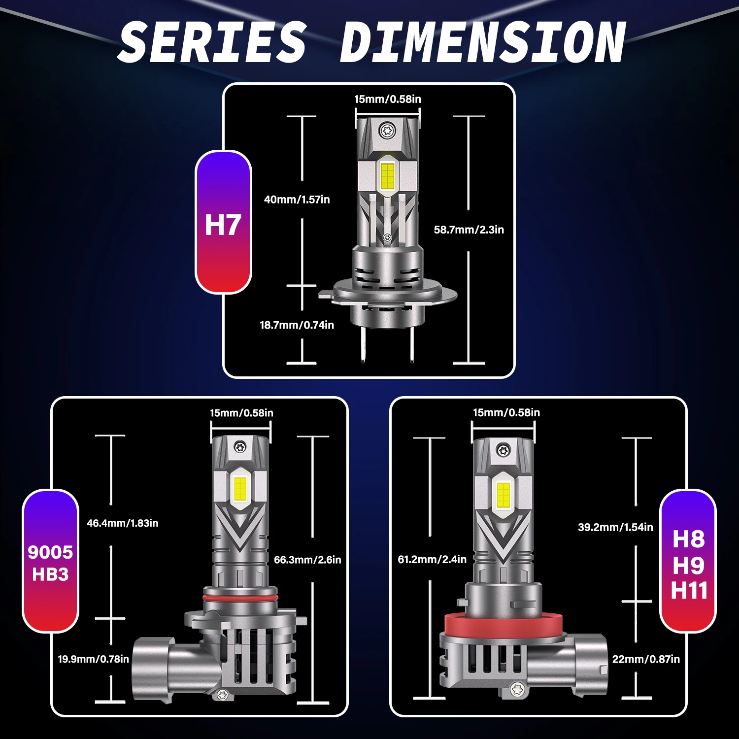 HYNBYZJ H7 9005 H11 LED Headlight 1:1 Mini Size Headlamp 130W Car Lamps Super Bright Plug and Play Car Headlight Bulbs