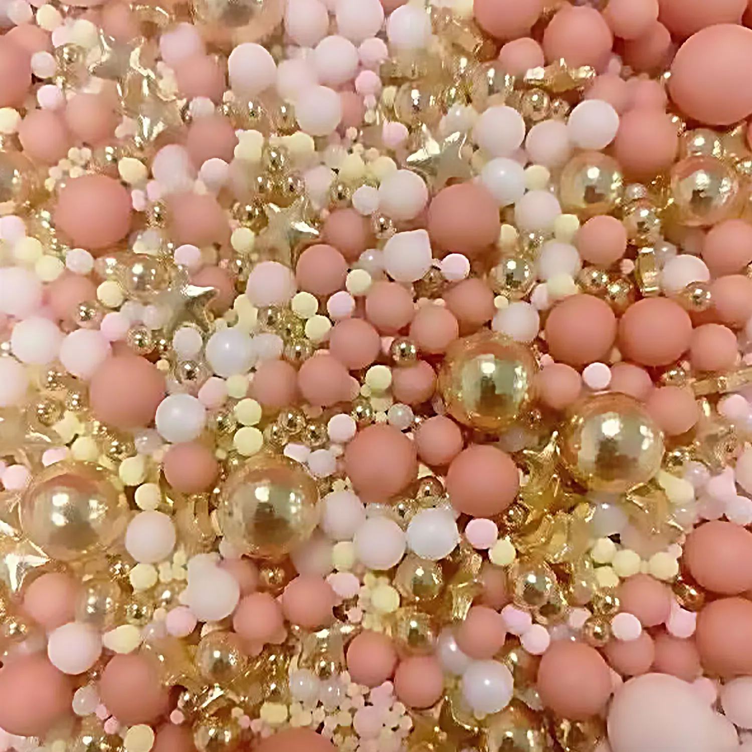 Goldrosa Perlen- und Pentagrammstreusel zum Dekorieren von Kuchen – Cupcakes, Kekse, Eiscreme-Topper, Hochzeit, Babyparty, Party – Detail 6