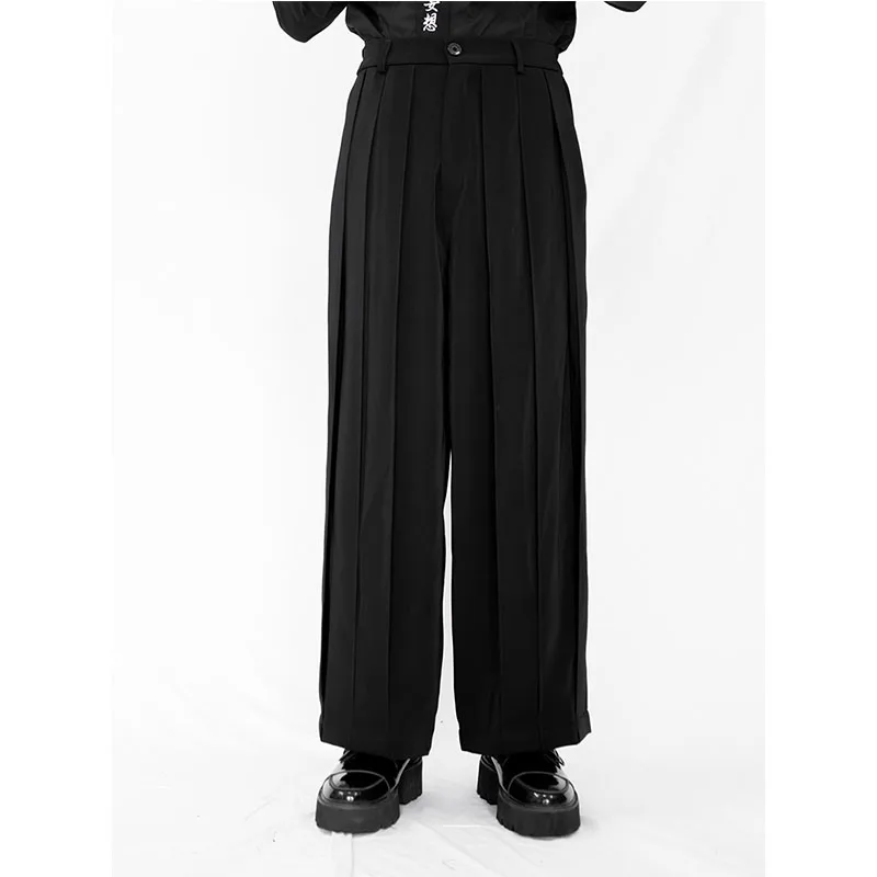 

Men's Loose Pleated Pants Fashion New Versatile Pants Super Loose Japanese Large Personalized Pleated Straight Casual Pants