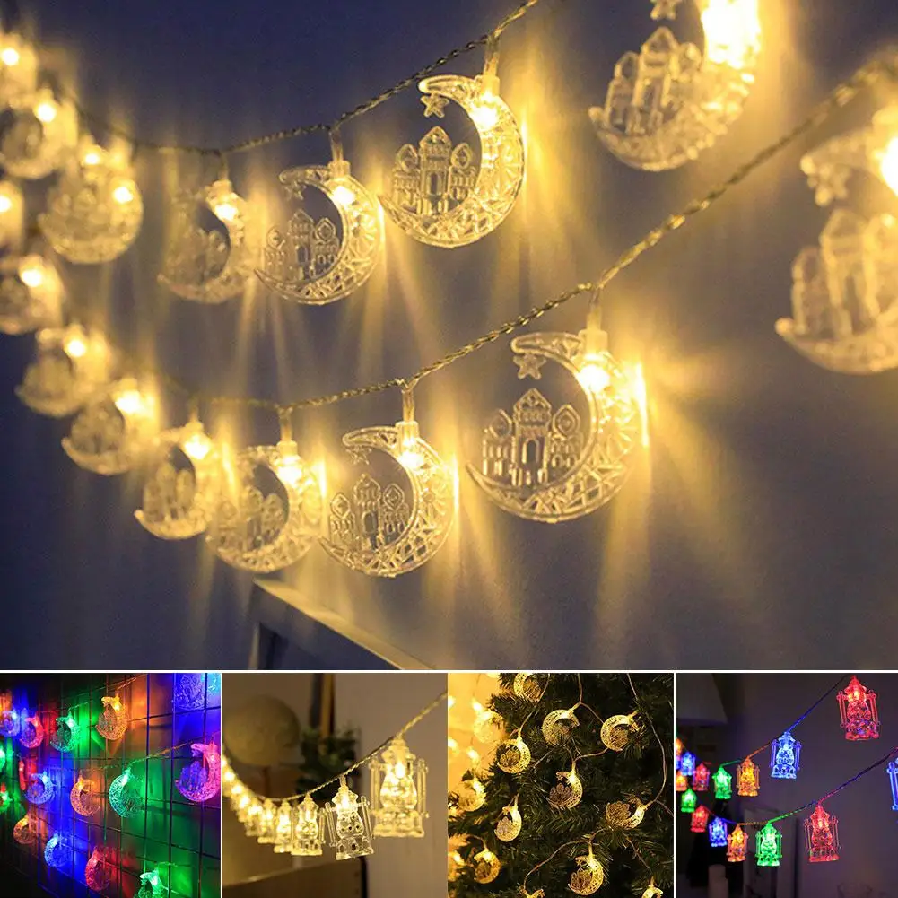 

20LED Moon Castle Ramadan String Night Light Battery Eid 300cm Lights Atmosphere Decor Party Operated String Wedding Mubara S1T4