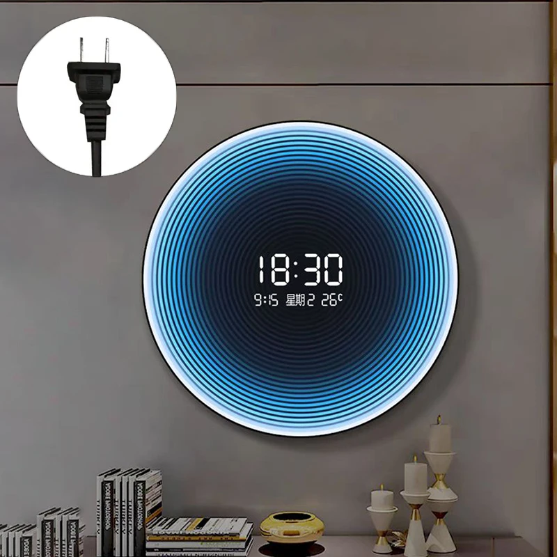 שעון קיר דיגיטלי גדול בעיצוב מודרני לחדר המרכזי בבית עם תאורה, שקט ועיצוב מודרני