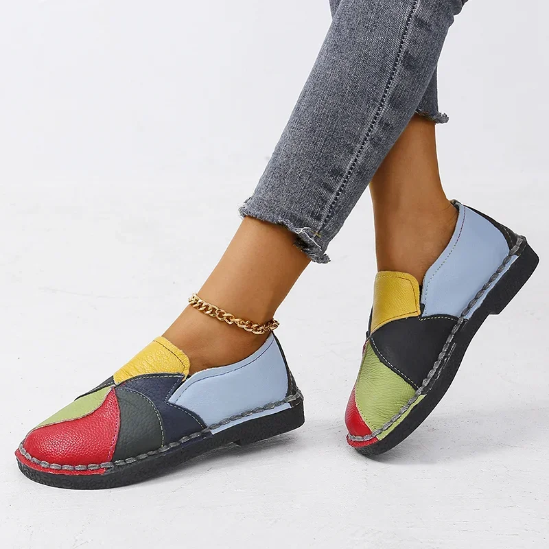 2023 New Hot Sales Women Patches Stitching Flat Casual Shoes for Woman Summer Flats Soft Candy Colors Shoes 5