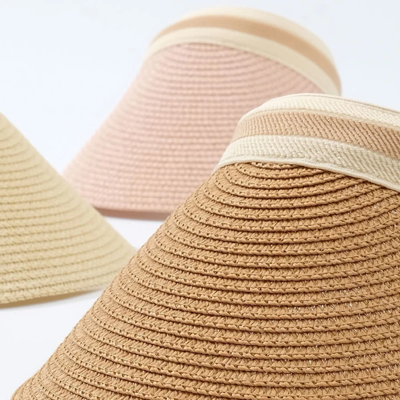 2023 New Summer Woman Sun Hats Female Outdoor Visor Caps Hand Made Straw Cap Casual Empty Top Hat Fishing Vacation Beach Caps 5