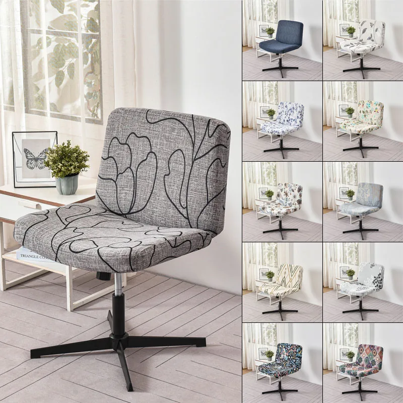 

Armless Chair Cover Criss Cross Legged Office Desk Chair Slipcover Floral MidBack Accent Wide Seat Computer Task Chair Covers