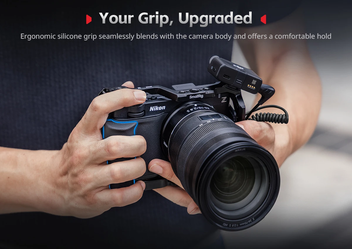 ZR Camera Cage for Nikon ZR, w Cable Clamp Silicone Handle Built-in Arca-Swiss Q