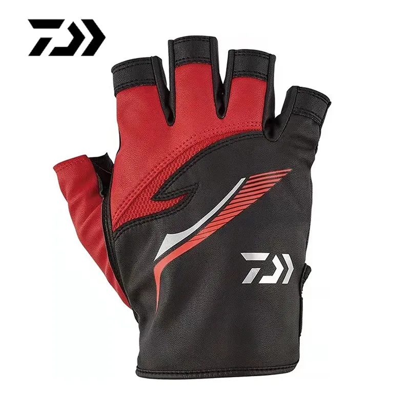 2022 New Daiwa Fishing Gloves Sun Protection PU Leather Windproof