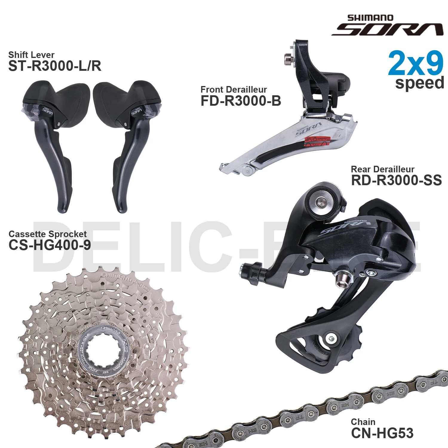 Shimano Sora ST-R3000 targhetta nome e vite di fissaggio sinistra