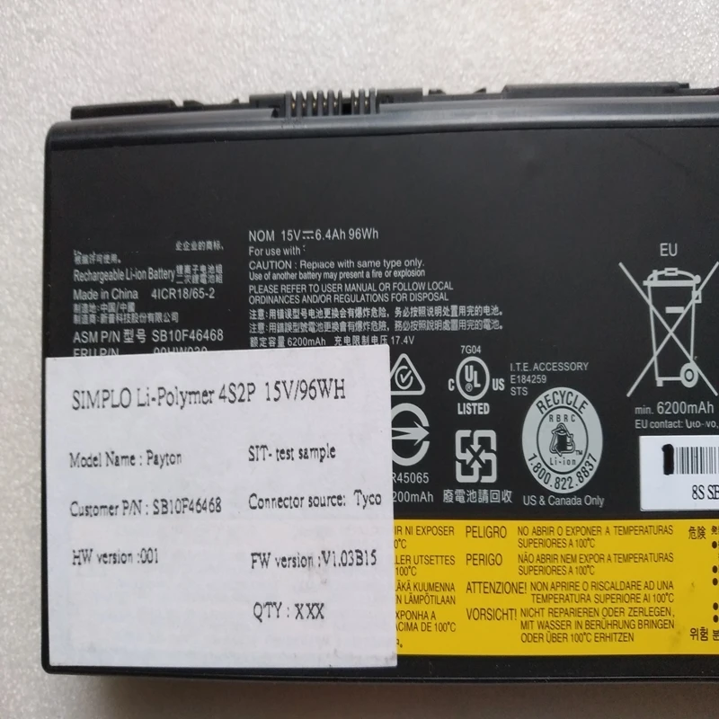 Bateria do Portátil para Lenovo Thinkpad 15v 78 Mais 78 ++ Sb10f4646468 00hw030 01av451 P70 P71 P72 20es 20er003nge 20er000ege 20hka001cd - Imagem 4